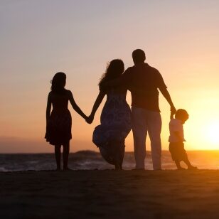 familie zonsondergang